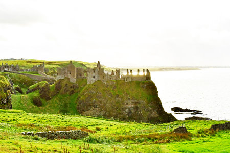Portrush; Northern Ireland - September 15 2022: the Dunluce castleのeditorial素材