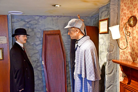 London; England - May 28 2023: The Sherlock Holmes museum in Baker streetのeditorial素材