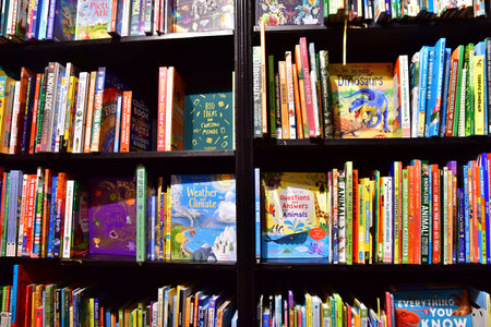 London, England - December 15 2023: interior of a book shop in Hampstead