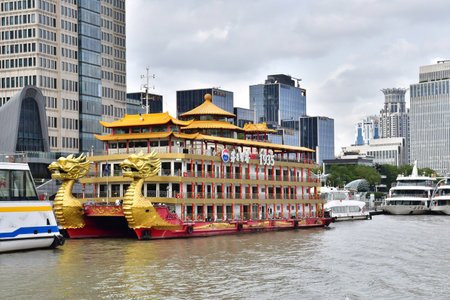 Shanghai; China - November 6 2024: the city seen the Hangpur riverのeditorial素材