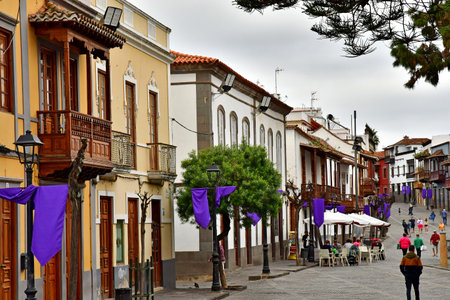 Gran Canaria, Canary Islands - March 15 2024: the picturesque calle Real in the city of Terorのeditorial素材