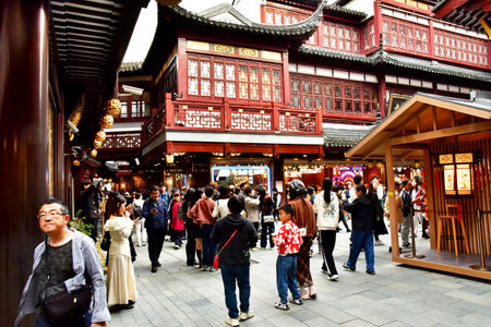 Shanghai; China - November 6 2024: a shopping district in Pudong