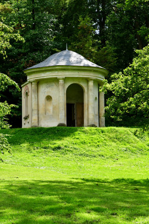 Chambourcy; France - August 26 2023: temple of the god Pan in the picturesque Desert de Retz created in the 18th centuryのeditorial素材