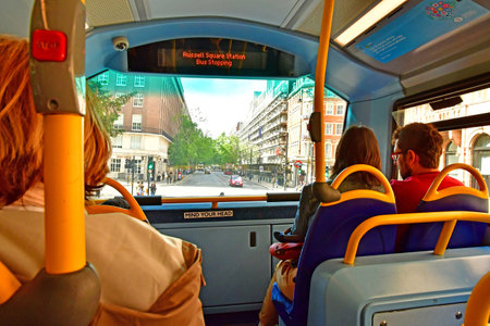 London; England - May 23 2024: a bus near Russell Square stationのeditorial素材