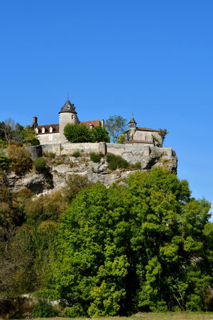 Lacave; France - October 7 2023: the picturesque Belcastel castleのeditorial素材