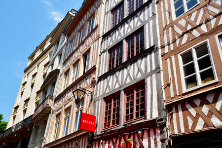 Rouen, France - June 13 2023: the picturesque Rue du Gros Horloge