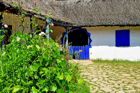 Bucharest, Romania - July 2 2023: old house in the picturesque Village Museumのeditorial素材