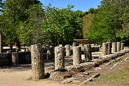 Ancient Olympia; Greece - August 30 2022: the archaeological siteのeditorial素材