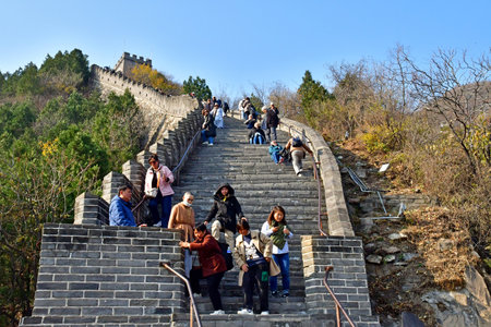 Beijingi; China - November 6 2024: the Great Wall of China near Beijingのeditorial素材