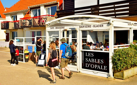 Wissant; France - May 10 2024: a beach restaurant in the seaside resort cityのeditorial素材