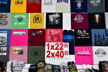 New York, USA - September 9 2023: a souvenir shop near the 5th avenueのeditorial素材