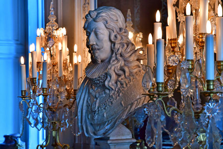 Maisons Laffitte; France - July 12, 2024: bust of Louis 13 in the Louis 14 bedroomのeditorial素材