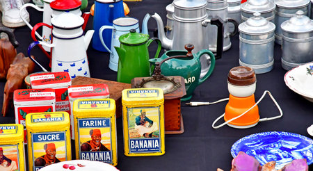 Wissant; France - May 10 2024: the bric a brac marketのeditorial素材