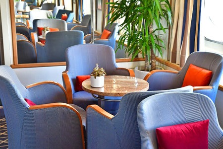 Lanzarote, Canary Islands - March 15 2024: a cruise boat in the port of Arrecifeのeditorial素材