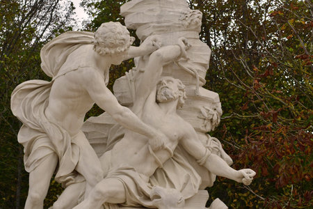 Versailles; France - October 27 2023: marble statue in the castle parkのeditorial素材