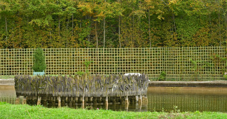 Versailles; France - October 27 2023: Obelisk grove in the castle parkのeditorial素材