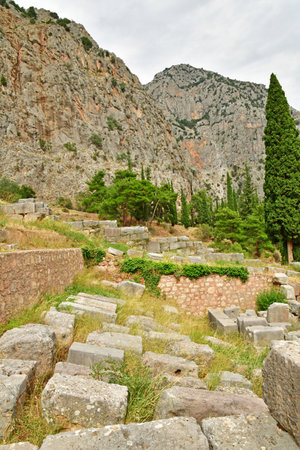 Delphi; Greece - August 31 2022: the archaeological site