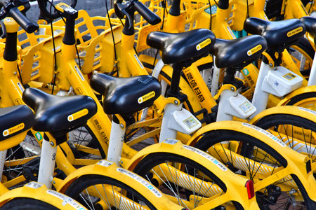 Beijing; China - November 6 2024: free bike rental in the East Glorious Gate district