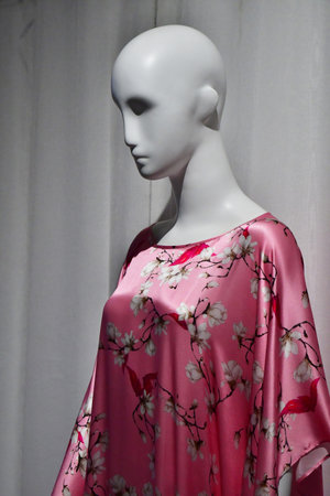 Shanghai; China - November 6 2024: a silk products shop in the city centerのeditorial素材