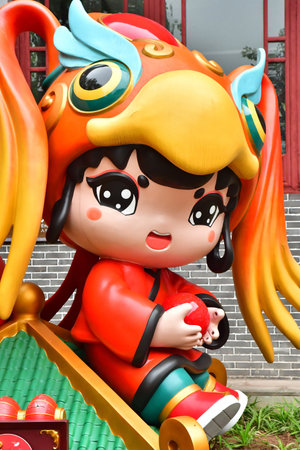 Fengdu County; China - November 6 2024: plastic funny character in the Gost Cityのeditorial素材