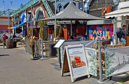 Brighton, England - June 04 2023: restaurant bar on the seaside,のeditorial素材