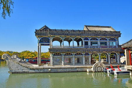 Beijingi; China - November 6 2024: the Summer Palace, the marble boatのeditorial素材