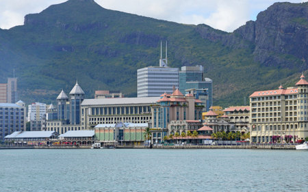 Port Louis, Republic of Mauritius - July 28 2014: the picturesque seaside cityのeditorial素材