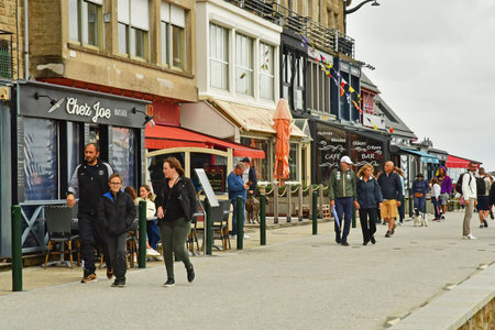 Cancale; France - July 30, 2023: the city centerのeditorial素材