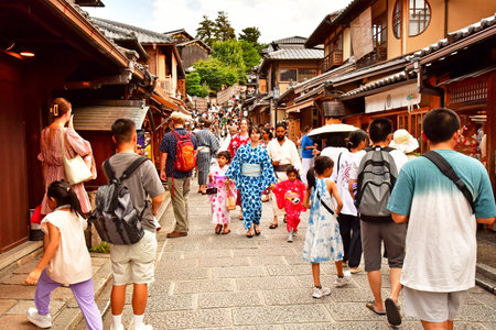 Kyoto; Japan - August 10 2024: the Gion districtのeditorial素材