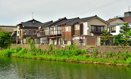 Kanazawa; Japan - August 22 2024: the Asano riversideのeditorial素材