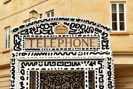 Bath; England - May 30 2024: telephone box in the city centerのeditorial素材