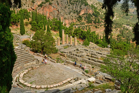 Delphi; Greece - August 31 2022: the theater in the archaeological siteのeditorial素材