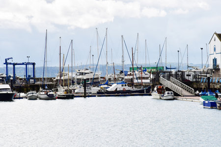 Carrickfergus; Northern Ireland - September 15 2022: the picturesque city harborのeditorial素材