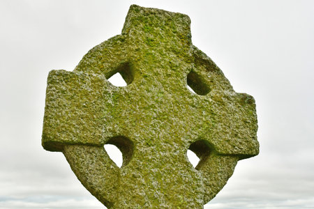 Skryne, Ireland - September 15 2022: the High Cross on the top of the Hill of Tara archeological siteのeditorial素材