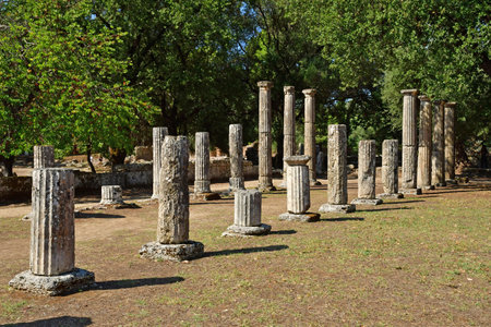 Ancient Olympia; Greece - August 30 2022: the archaeological siteのeditorial素材