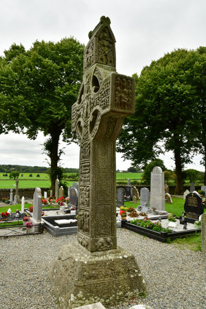 Drogheda; Ireland - September 15 2022: the Muiredach cross in the Monasterboiceのeditorial素材