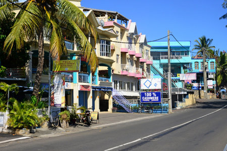 Grand Baie, Republic of Mauritius - July 28 2014: the picturesque seaside cityのeditorial素材