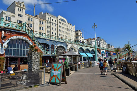 Brighton, England - June 04 2023: restaurant bar on the seaside,のeditorial素材