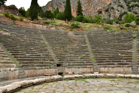 Delphi; Greece - August 31 2022: the theater in the archaeological siteのeditorial素材