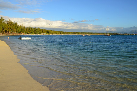 Grand Baie, Republic of Mauritius - July 28, 2014: the picturesque Pointe aux Canonniersのeditorial素材