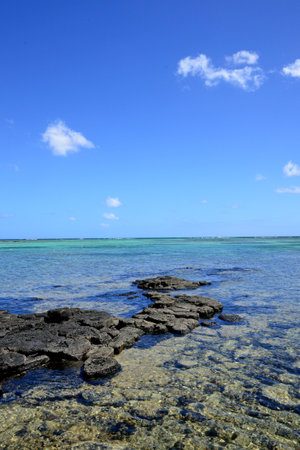 Grand Baie, Republic of Mauritius - July 28, 2014: the picturesque Pointe aux Canonniersのeditorial素材