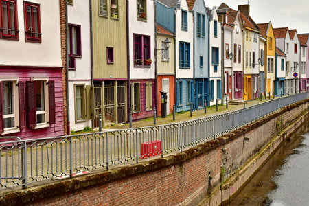 Amiens; France - June 20 2024: the Saint Leu district in the city centerのeditorial素材