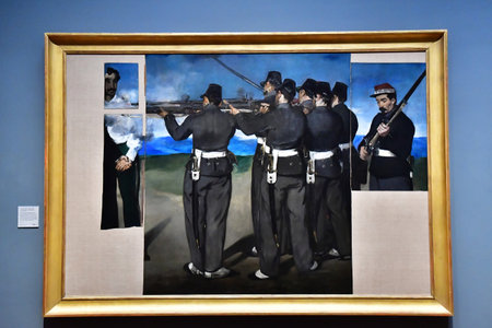 London; England - June 3 2024: the execution of the emperor Maximilian by Manet in the National Galleryのeditorial素材
