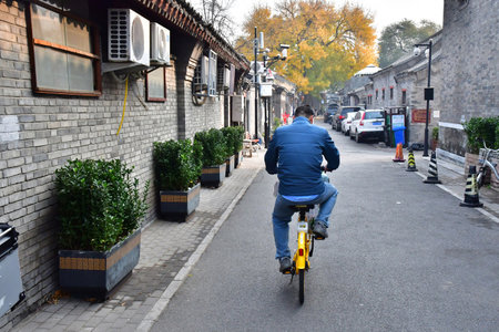 Beijing; China - November 6 2024: hutong near the Tower of Bellのeditorial素材