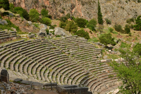 Delphi; Greece - August 31 2022: the theater in the archaeological siteのeditorial素材