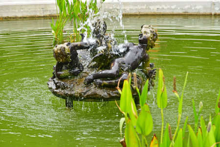 Versailles; France - August 19 2023: the park in the Marie Antoinette estateのeditorial素材