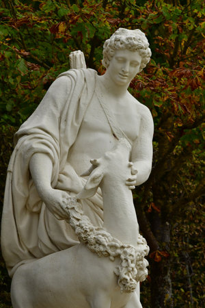 Versailles; France - October 27 2023: marble statue in the castle parkのeditorial素材