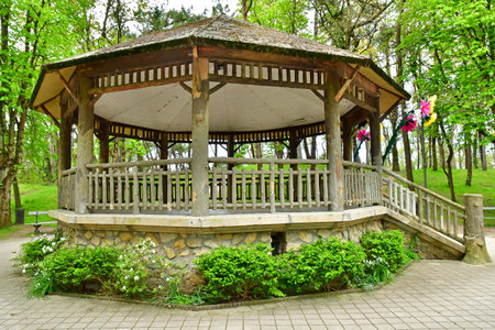 Le Touquet Paris Plage; France - April 20, 2024: the Serge Gainsbourg kiosk in the Parc des Pinsのeditorial素材