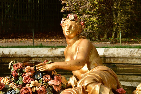 Versailles; France - October 27 2023: Flora fountain in the castle parkのeditorial素材