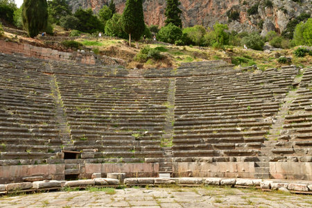 Delphi; Greece - August 31 2022: the theater in the archaeological siteのeditorial素材